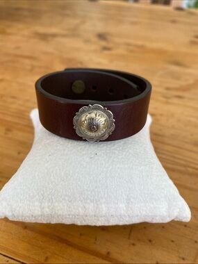 Sundance Brown Leather Bracelet with Silver Concho